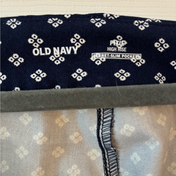 Navy and White Patterned Pants - Picture 2 of 3